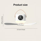 2026 New Portable Rechargeable Ceiling Fan Wireless USB Hanging Fan for Student Dorm Bed Outdoor Camping
