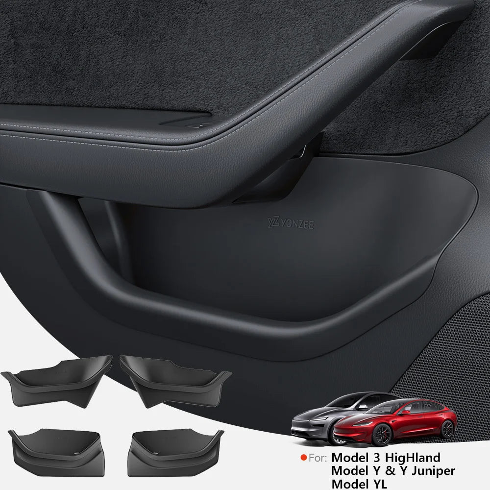 YZ For Tesla Model 3/Y/YL Juniper Highland Door Side Storage Box Full-Cover Front and Rear Interior Storage Box Accessories