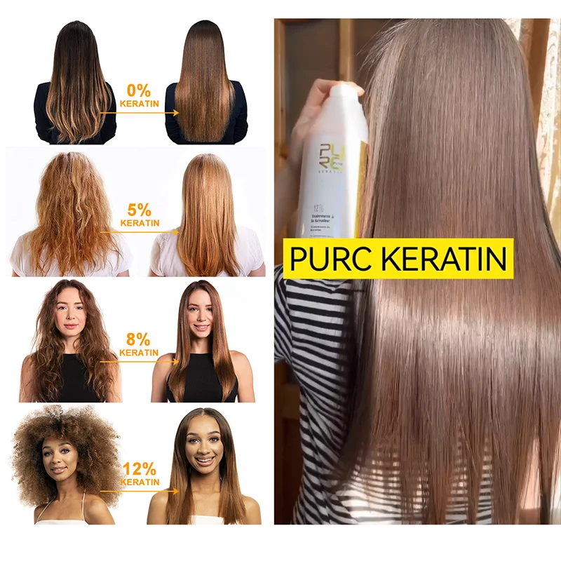 PURC 300ML Professional Keratin Hair Treatment Smoothing Repairing Frizz Curly Hair Straightening Brazilian Keratin Hair Care