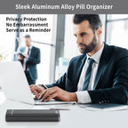 Serfeymi Metal Weekly Pill Organizer - 7-Day Travel Pill Case w/ Spare Gasket | Dosette Box, Tablet & Medicine Holder