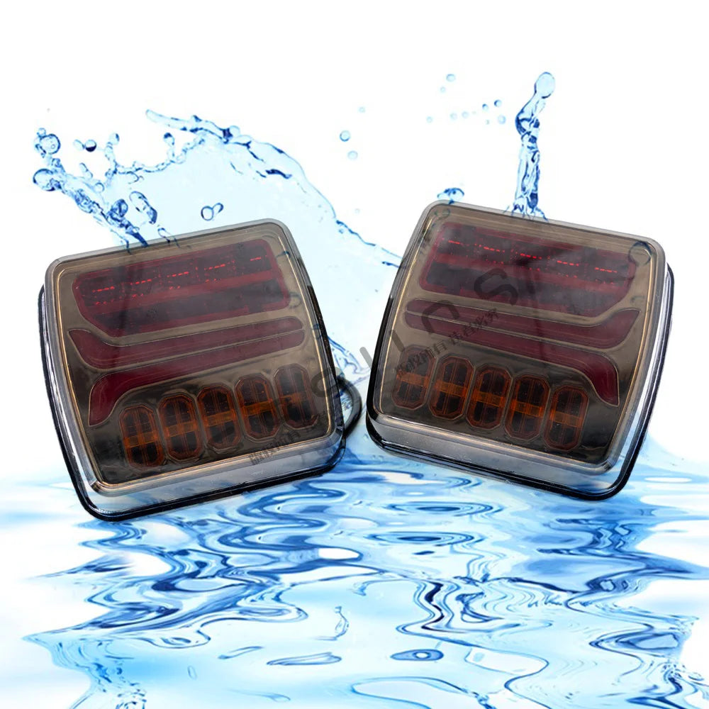 2pcs Waterproof LED Tail Light Rear Turn Signal Rear Fog Indicator License Plate Lamp 12V 24V Car Trailer Truck Boat Lorry Van