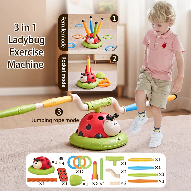 Ladybug Sport Entertainment Game Toy Multifunction Rope Skipping Machine Ferrule Jump Rocket Launcher Outdoor Educational