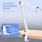 FIFINE Microphone Arm Boom,Adjustable Heavy Suspension Boom with Desk Clamp for K658/A2/Gaming,Streaming,Podcasting-BM63W-White