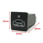 24*24mm Red LED Car Phone Charger Double USB Type-c PD Fast Charging Adapter for VW Golf 5 MK5 2004-2010 Accessories