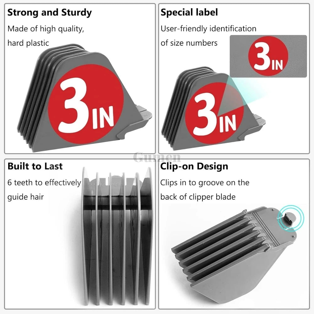 8pcs Hair Clipper Guide Combs Fit Most Size Wahl Clippers Limit Comb With Cutting Lengths From 1.25-3 Inch Attachments For Wahl