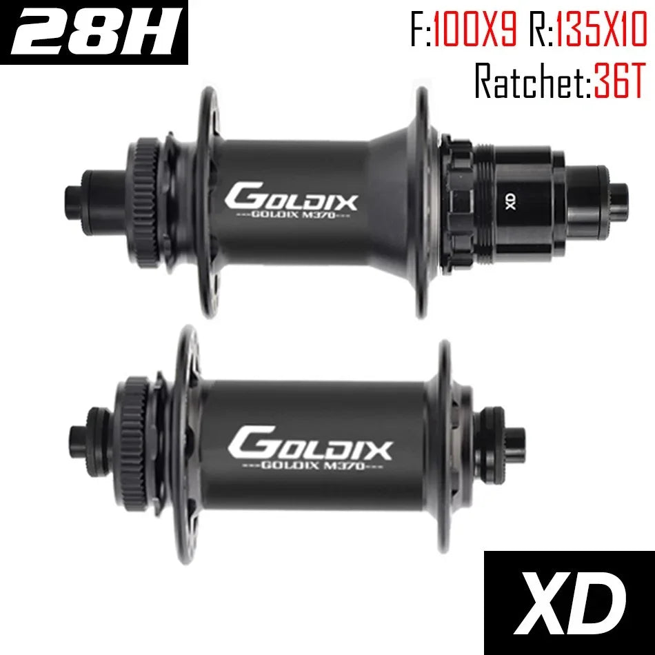 GOLDIX GDX370 Bicycle Hub Sealed Bearing Center Lock Disc Brake J-Bend 28 Holes Ratchet 36T BOOST MTB Hub for Shimano HG MS XD