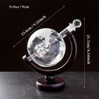 900ML Creative Globe Decanter Set with Lead-free Carafe Exquisite Wood-stand and 2 Glasses Whiskey Decanter Globe Grade Gift