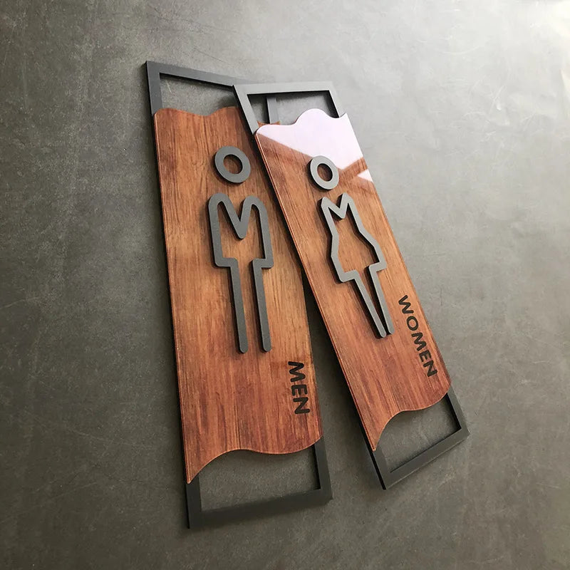 Imitation Wood Bathroom Signage Toilet Signage Address Gym Dressing Room Bathroom Wall Attached Bedroom Bathroom Door Signage