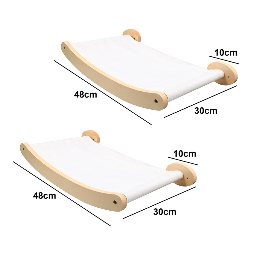 Wall Mounted Cat Tree Wooden Shelves Scratching Posts Climbing Cat tower Hammock With Solid Floating Perches Steps and Ladder