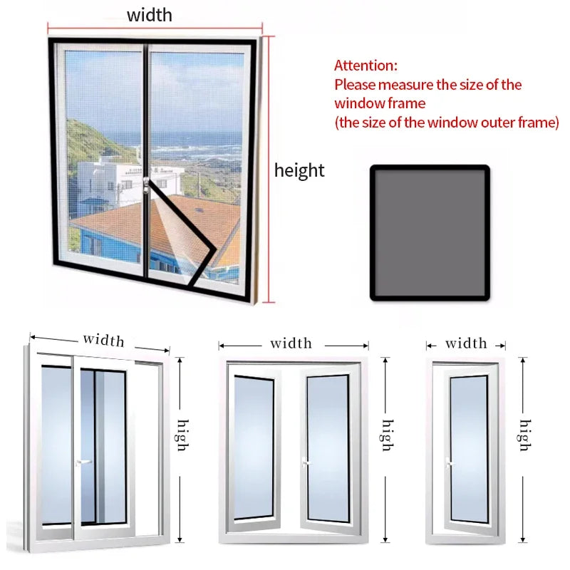 Black, Customized size，Window mesh with zipper Self-adhesive zipper,mosquito nets for windows anti mosquito window door curtain