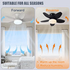 25 inch Ceiling Fans with Lights and Remote,Flush Mount Ceiling Fan,Reversible Quiet DC Motor Low Profile Ceiling Fans For Livin