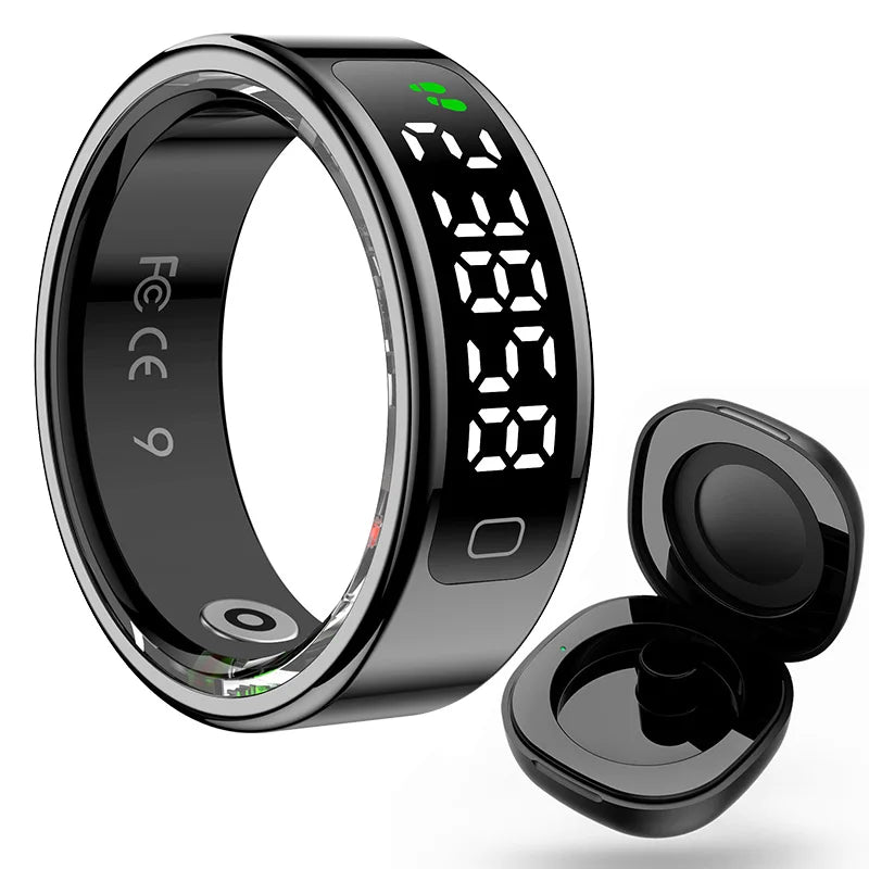 R11C Display Screen Smartring Men Women Gesture Swipe Video Waterproof Smart Ring Charging Case Health Monitor For Android IOS