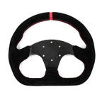 Universal 325mm/12.8inch Black Flat D Shape Suede Leather Steering Wheel 70mm-PCD For Most Vehicles & Sim Racing Game STW043