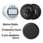 White Marine Stereo Boat Radio Bluetooth IPX5 Waterproof FM AM With Speaker Digital Media Audio For Yacht ATV UTV RV Golf Cart