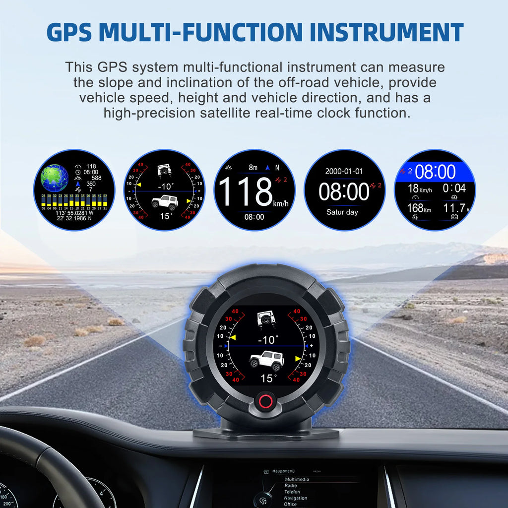 X95 GPS head-up display inclinometer slope angle meter with speed & satellite time