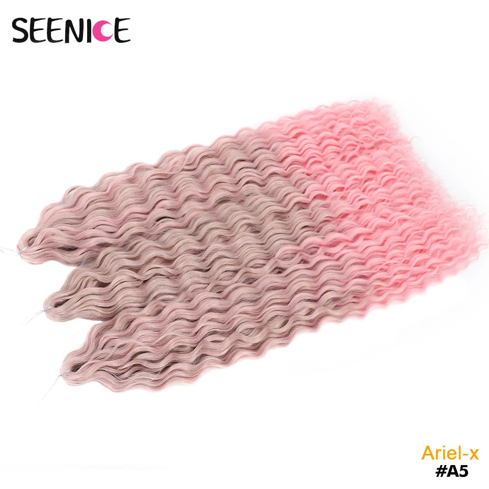 Ariel Curl Hair Synthetic Water Wave Twist Crochet Hair Afro Curls Crochet Braids Ombre Pink Braiding Hair Extension For Women