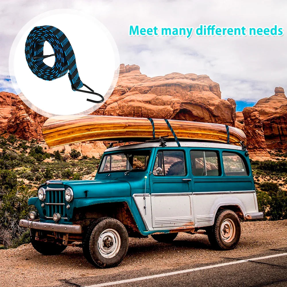 5-20Pcs Bungee Cords 2M Elastic Bungees Cords Heavy Duty Luggage Bungee Straps with Hooks Antislip Flat Elasticity Rope Upgrades