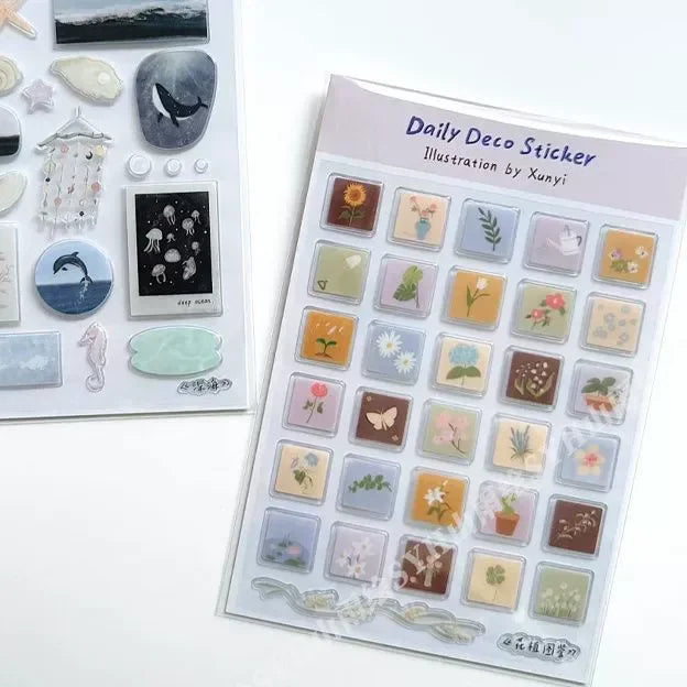 Cute Cartoon Ocean World 3D Jelly Stickers Transparent Resin Gel Self-adhesive Decoration for DIY Phone Cases Tablet Computers