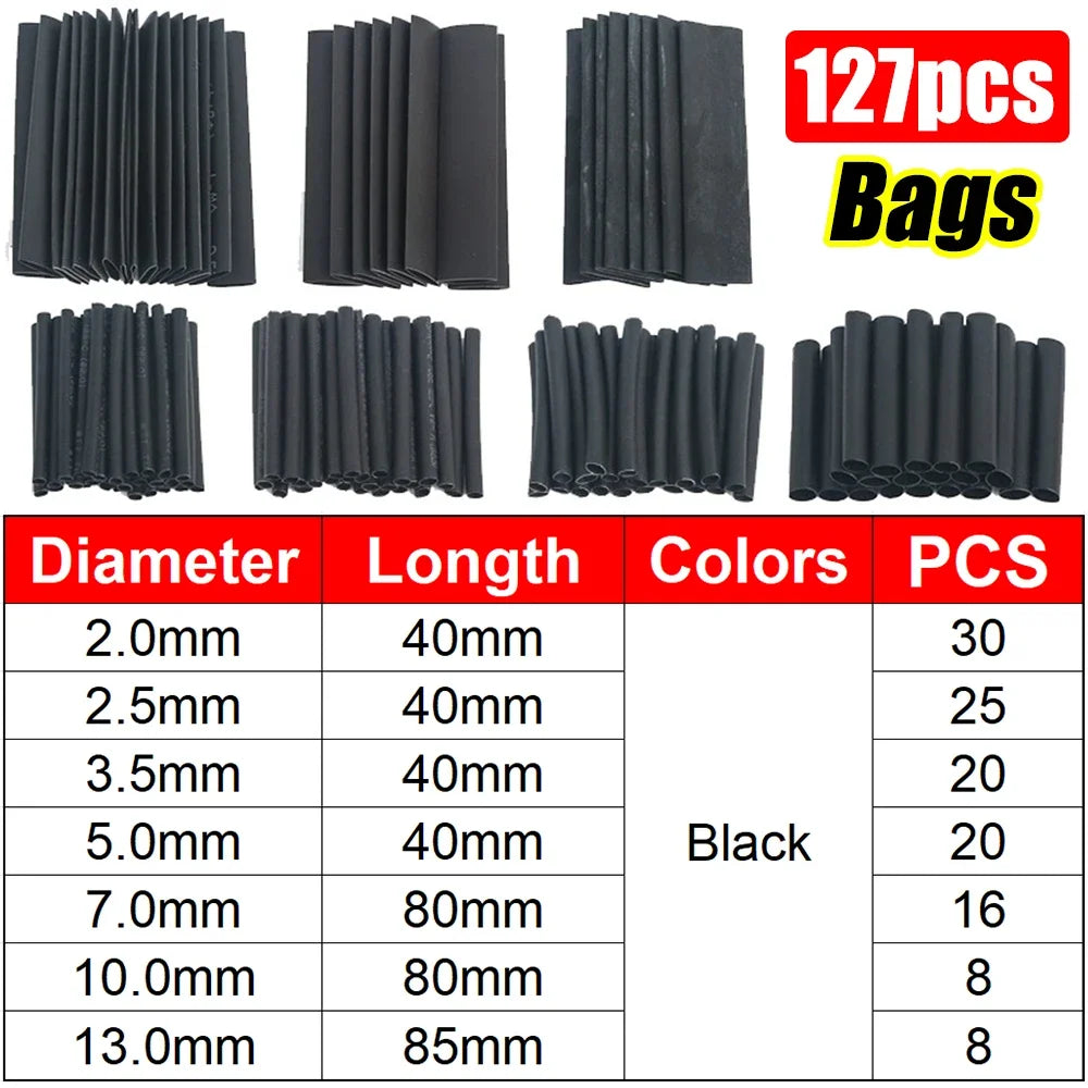 13000/127Pcs Heat Shrink Tube Sleeving Tubing Assortment Kit Electrical Connection Electrical Wire Wrap Cable Insulation Sleeved