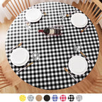 Fitted Round Plastic Vinyl Table Cloth Flannel Backing Elastic Edge Waterproof Table Protector for Dining Room Table Cover