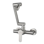 Stainless Steel Foldable Basin Faucet Wall Mounted Bathroom Kitchen Sink Washbasins Cold Hot Water Mixer Tap 360 Degree Swivel