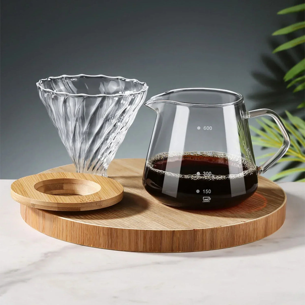 Punana 600ml Pour Over Coffee Maker Set Glass Carafe Coffee with Glass Coffee Filter Drip Coffee Maker Set for Home or Office