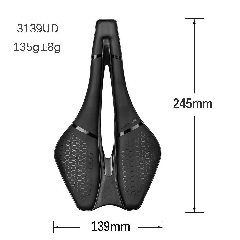 Elitaone 245x139mm MTB Road Bike Saddle Carbon Rails Short Nose Hollow Bicycle Seat for Comfortable Riding