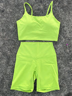 Solid Color gym bike Yoga Set short Legging +cross sport bra Tracksuit Athletic Women Gym Suit Comprehensive Training Jogging