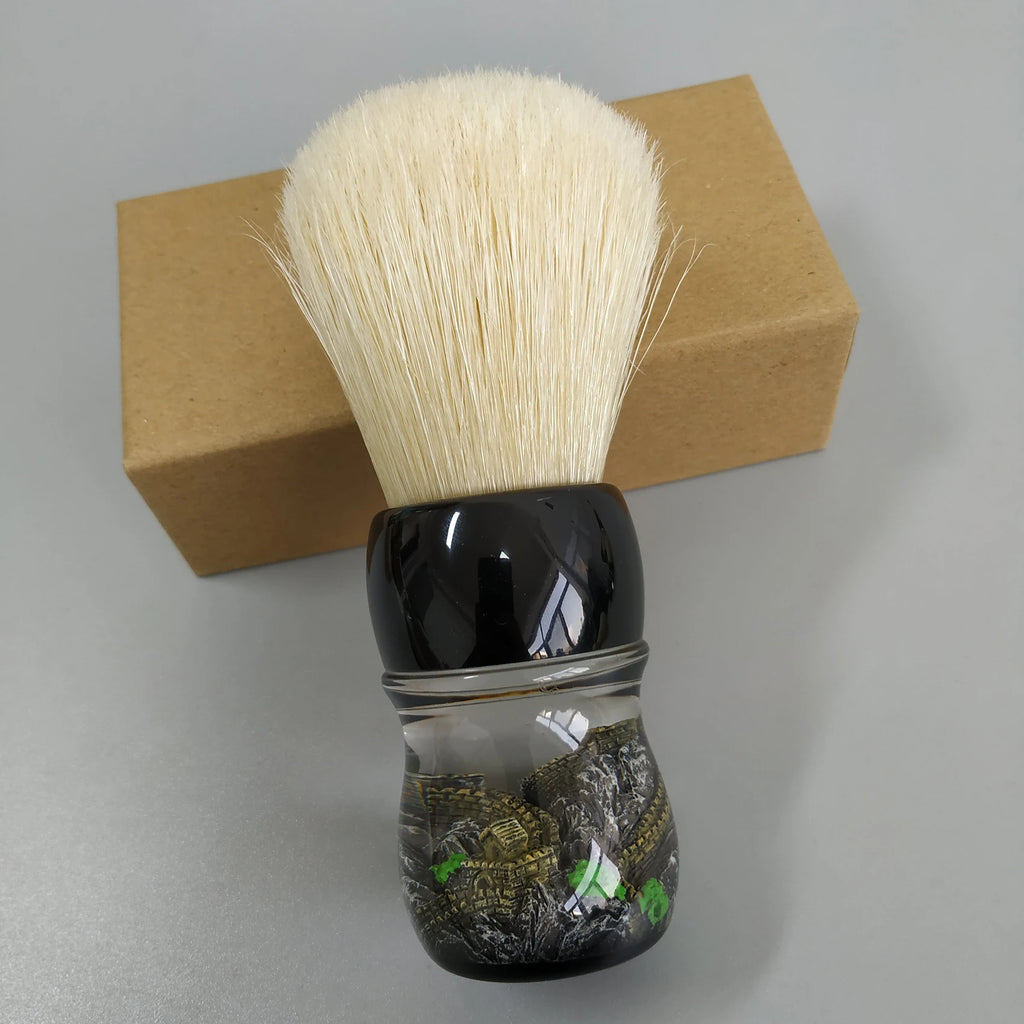 DSCosmetic 30mm Boar Bristle Shaving Brush, Resin Handle Wet Shaving - Black Great Wall
