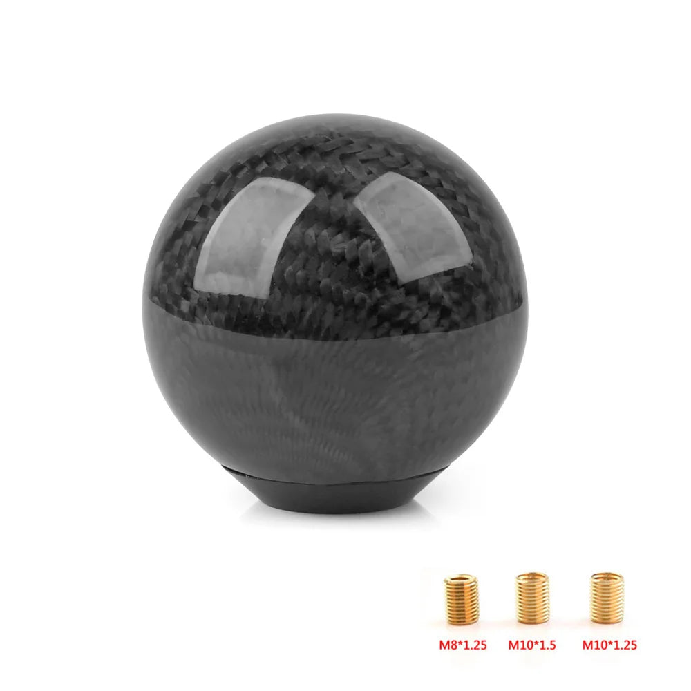 JDM Style Universal Oval/Sphere Carbon Fiber Manual Gear Shift Knob With 3 Adapter for Most Car Decorations Classic