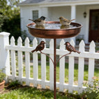 Rustproof Outdoor Vintage Bird Bath And Feeder Combo with 5 Claw Ground Plug Easy to Clean Metal Design Perfect Gift for Bird Lo