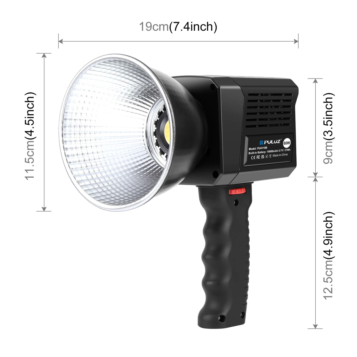 PULUZ 60W COB LED Video Light Handheld Fill Light 2500K-6500K Dual Color Temperature 13000Lux 10000mAh Photography Studio Light