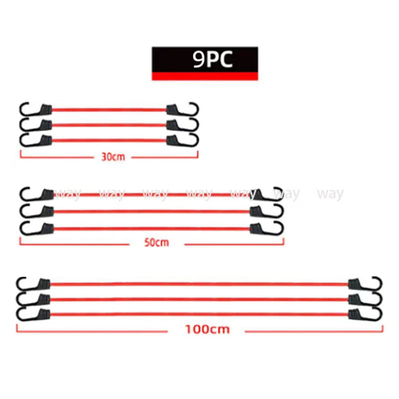 Elastic Bungee Cords with Hooks Set, 9pcs or 12pcs Luggage Tie Down Straps for Bike Motorcycle