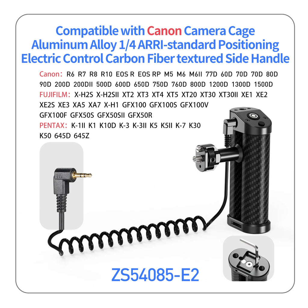 DSLR Camera Cage Side Handle Grip With Trigger Shutter Control Cable for Sony Canon Nikon Camera Carbon Fiber Top Hand Grip