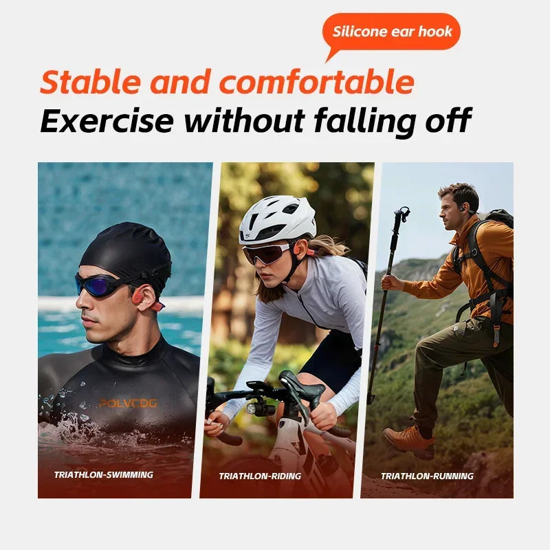 POLVCDG Bone Conduction Swimming Headphones IPX8 Waterproof, 32GB, Bluetooth 5.4 - X16