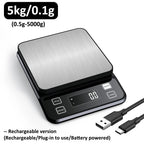 3/5/10kg 0.1g Digital Electronic Kitchen Scale LCD Display Fully Waterproof Stainless Steel Measuring Weighing Baking Tool
