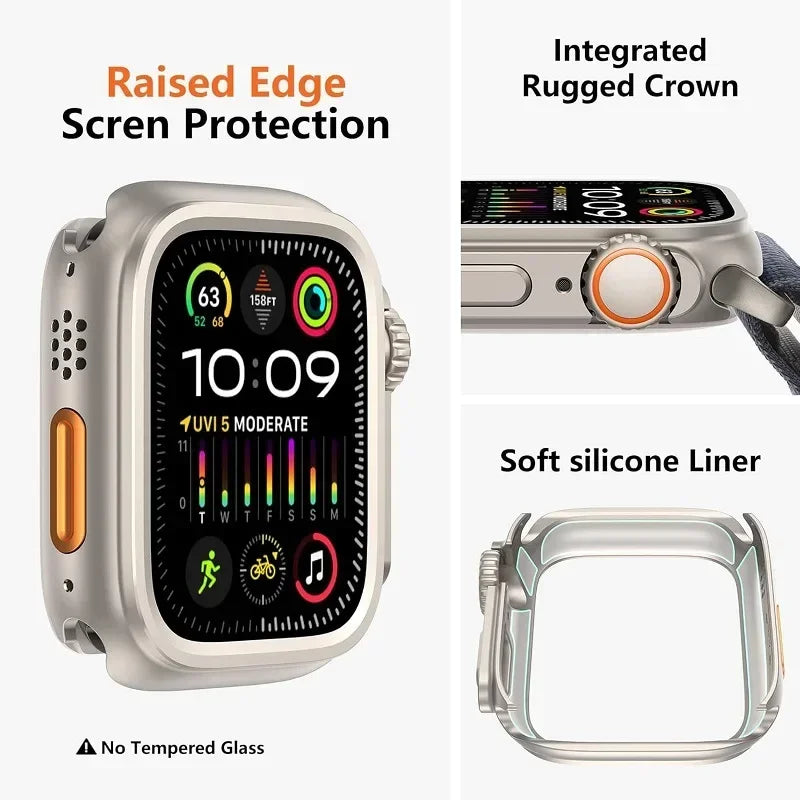 Metal Bumper Case For Apple Watch 46mm 45mm 44mm Protector Frame Cover For iWatch Series 10 9 8 7 6 5 SE Change To Ultra 2 49mm