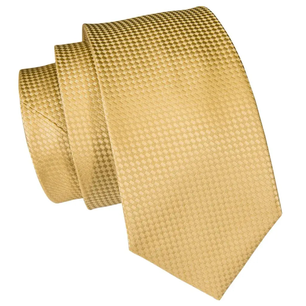 Solid Gold Yellow Ties For Men Handky Cufflinks Set Fashion Gift For Men's Tie Wedding Business Necktie Blue Black Orange Beige