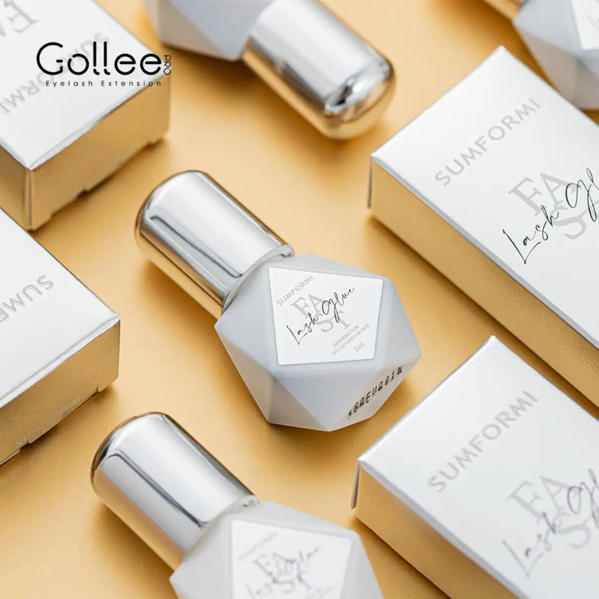 5 Bottles Gollee Eyelashes Extension Glue 7-9 Week Long Lasting Grafting Lashes Glue 0.3-1s Quick Drying  Black Glue Latex Free