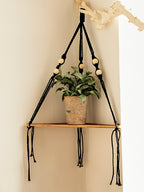 1/2/3-tier Floating Wall Shelf Wood Triangle Corner Display Stand Boho Home Decoration Living Room Bedroom Wall Hanging Decor