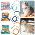 Reflective Cat & Dog Vest Harness with Leash, Anti-Escape Soft Mesh, Blue/Green S-3XL