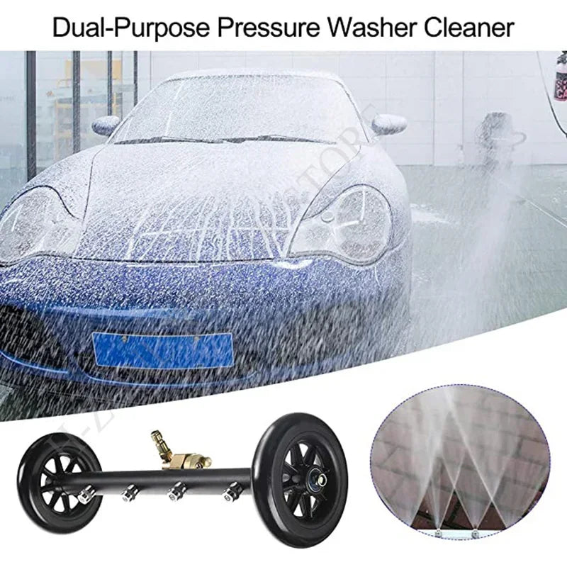 16in undercarriage pressure washer water broom 5000 PSI with 2 extension rods, 3pc set