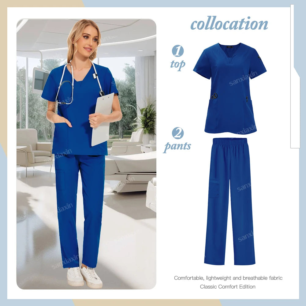 Niaahinn brand Set Women's Medical Uniforms Surgical Pajamas Nurse Uniforms Scrub Set Hospital Work Clothes Dental Surgery Suits