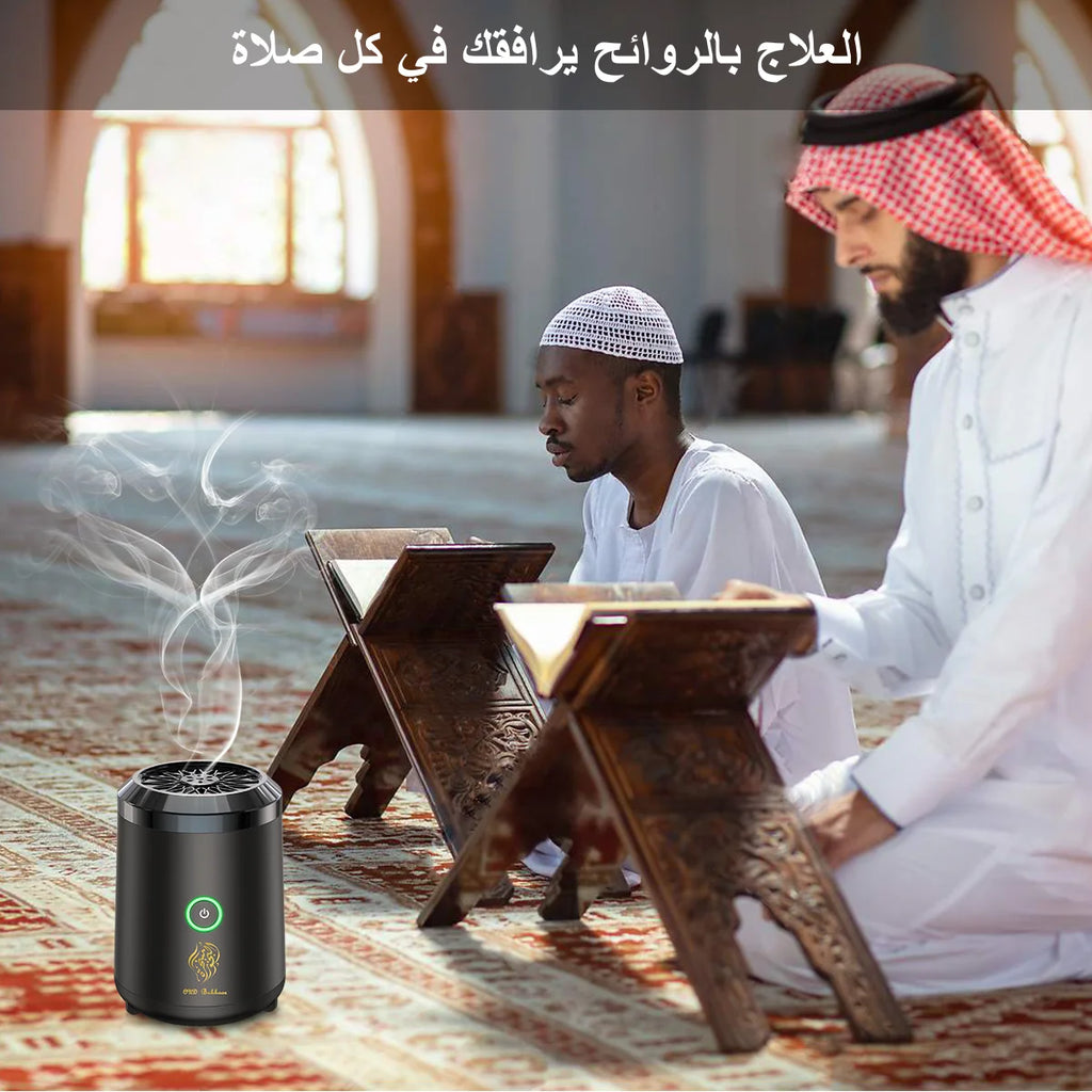 Portable Electric Bakhoor Incense Burner Rechargeable Arabic Bukhoor Holder, Black