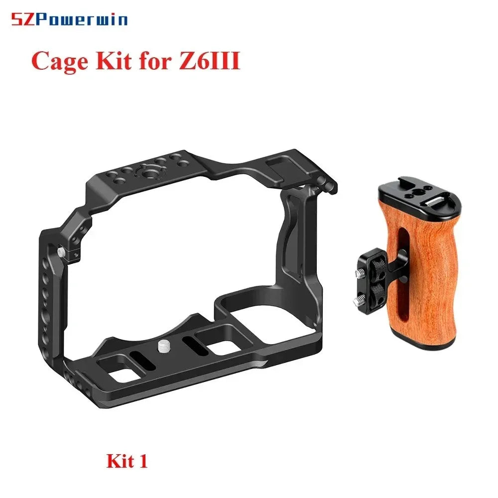 Powerwin Z6III Z7II Z6II Z7 Z6 Z5 Camera Cage Kit  for Nikon Rig Protective Frame Gimbal Arri Locating Screw Wooden Handle