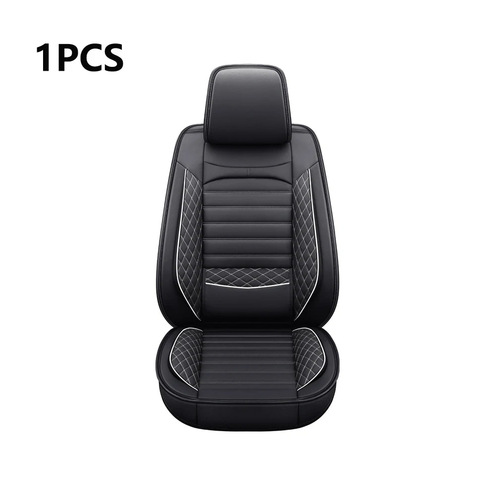Universal Faux Leather Front Car Seat Cover, Easy-Clean Comfort Fit - Black/Red/White