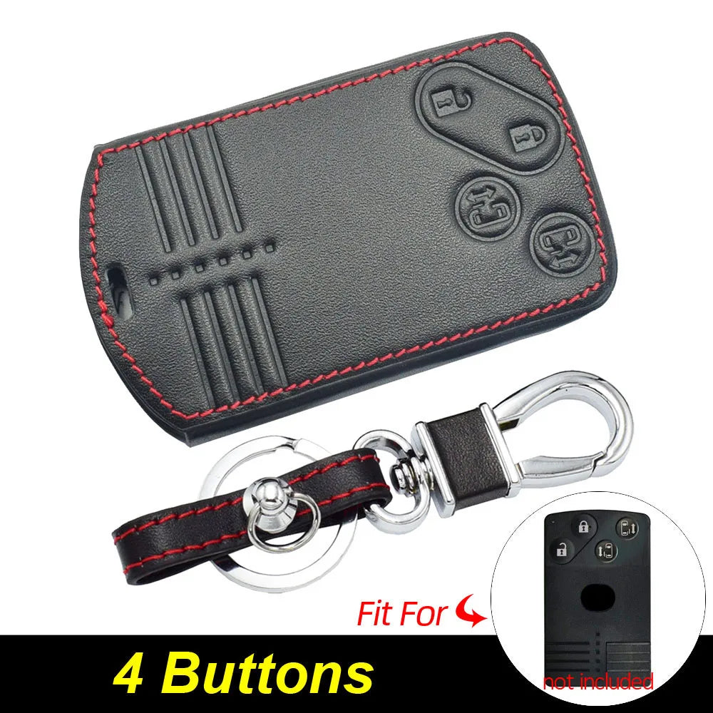 Leather Car Key Cases Smart Keyless Entry Remote Control Fobs Shell Protector Cover Skin For Mazda 5 6 CX-7 CX-9 RX-8 Miata MX-5