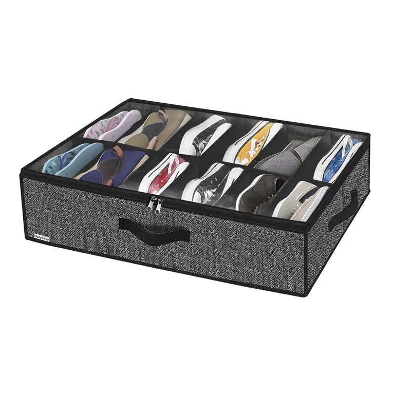 Under Bed Shoe Storage Organizer for Closet Fits Underbed Shoe Containers Boxes Organizador with Clear Cover