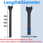 ELITAONE Carbon Bicycle Seat Post 135g Lightweight 27.2/30.9/31.6mm Unidirectional Matte Road And MTB Bike Seatpost 63C