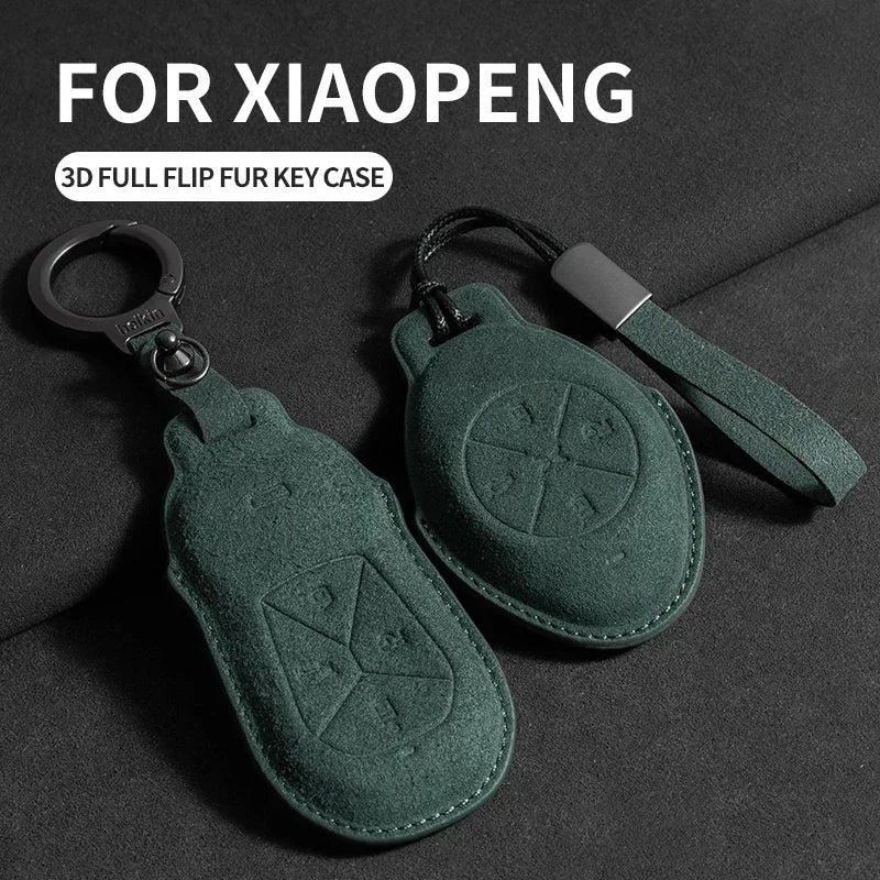 Suede Leather Car Key Case for Xiangpeng Xpeng P5 P7 G3 G6 G9  X2 N5 F30 H93 X9 2019 2020 2021 2022 2023 Remote Fob Shell Case
